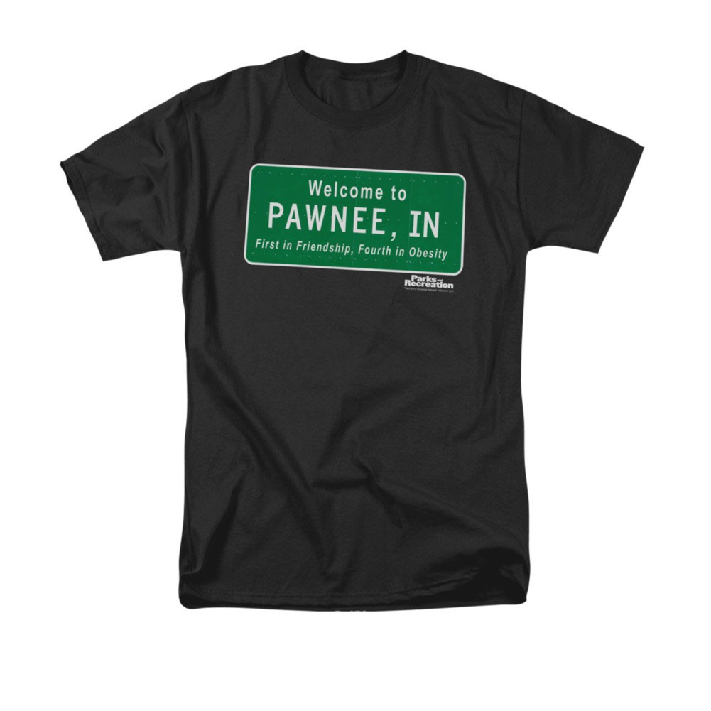 Parks & Recreation Welcome To Pawnee Sign Black T-Shirt
