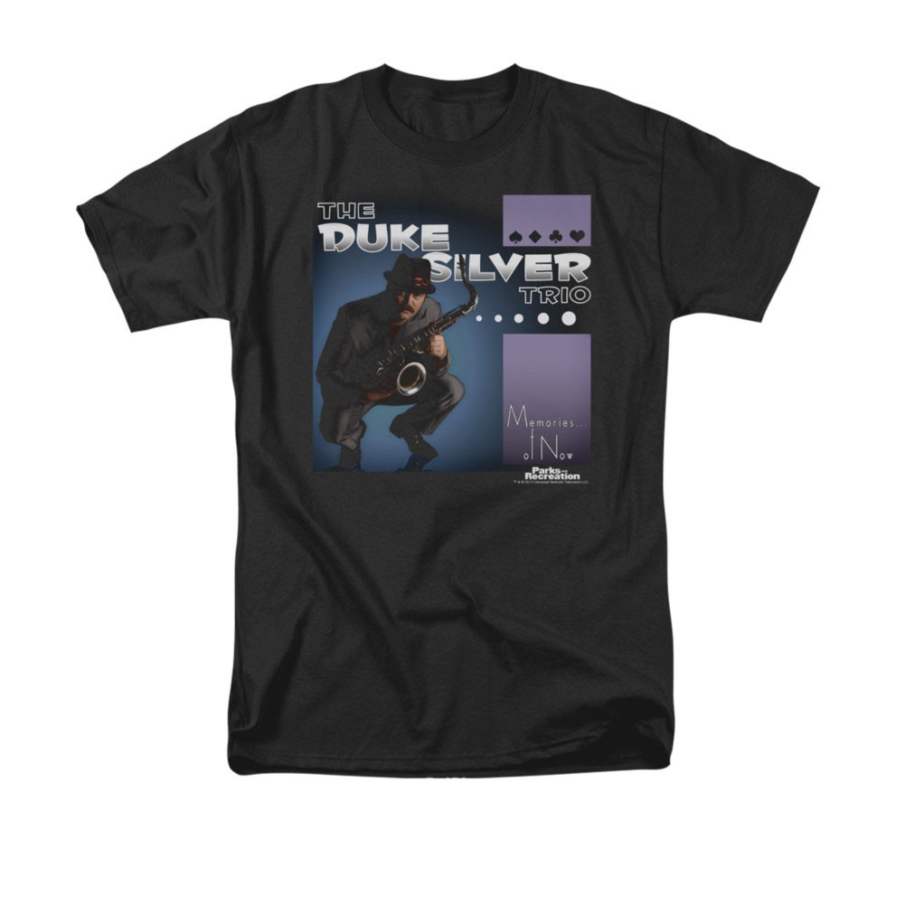 Parks & Recreation Duke Silver Album Cover Black Tee Shirt