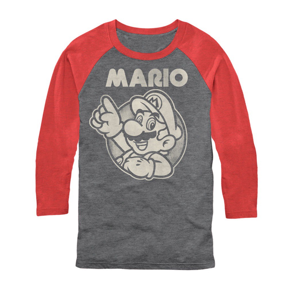 Super Mario Red and Grey Raglan Shirt