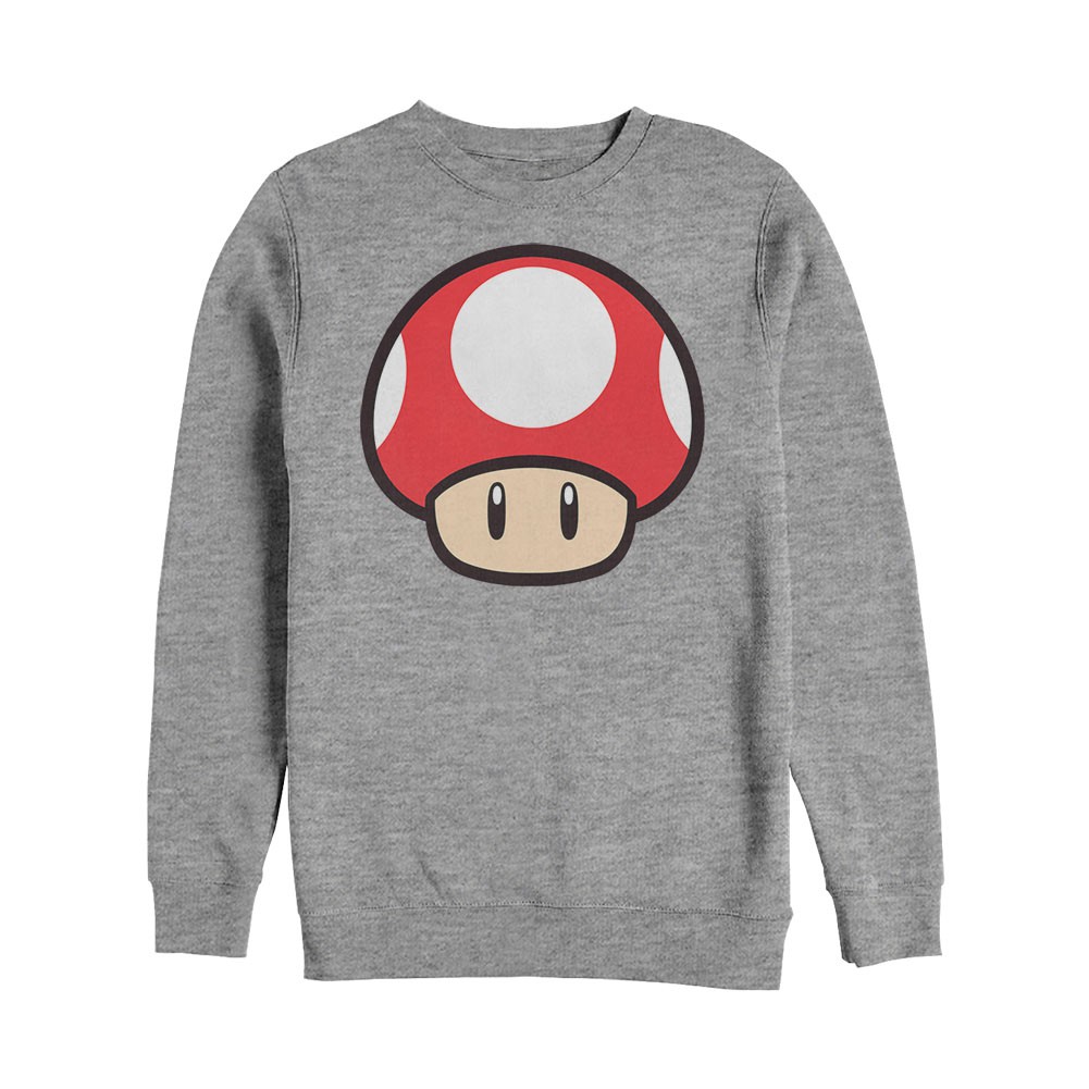 Nintendo Mario Power Up BO Crew Fleece Gray Sweatshirt