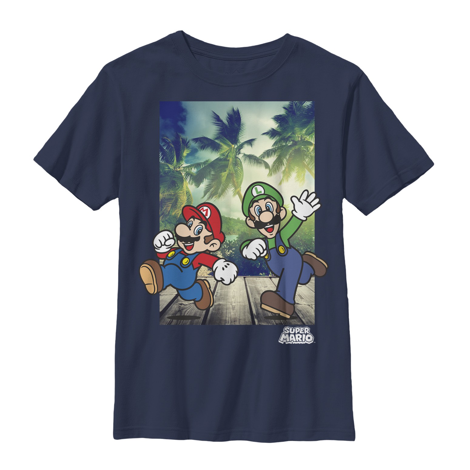 Nintendo Super Mario Running Blue Youth Boys 8-20 T-Shirt