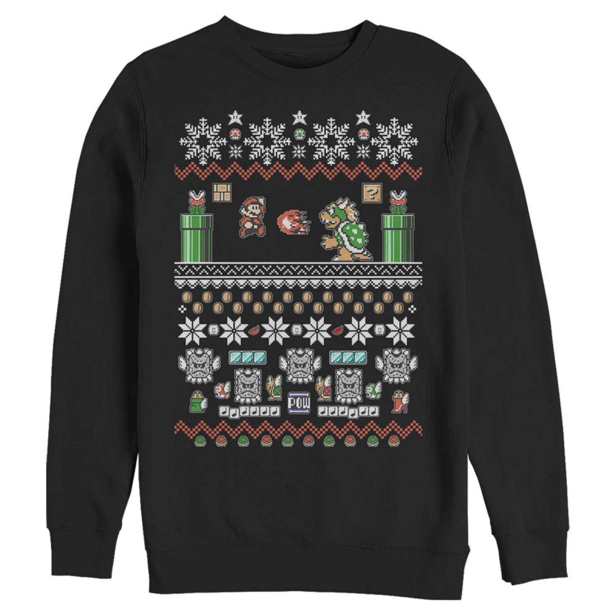 Nintendo Super Mario Bros. Black Ugly Christmas Sweatshirt