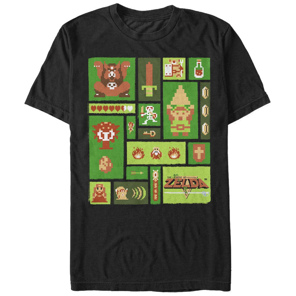 Nintendo Pixel Collage Black T-Shirt