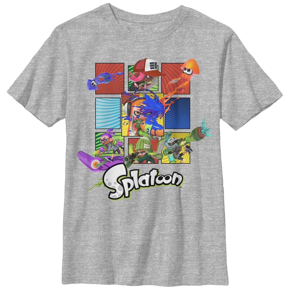 Nintendo Splat Squares Gray Unisex Youth T-Shirt