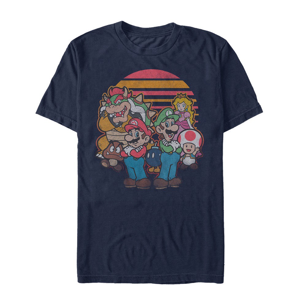Mario Sunset Cast Men's Blue T-Shirt