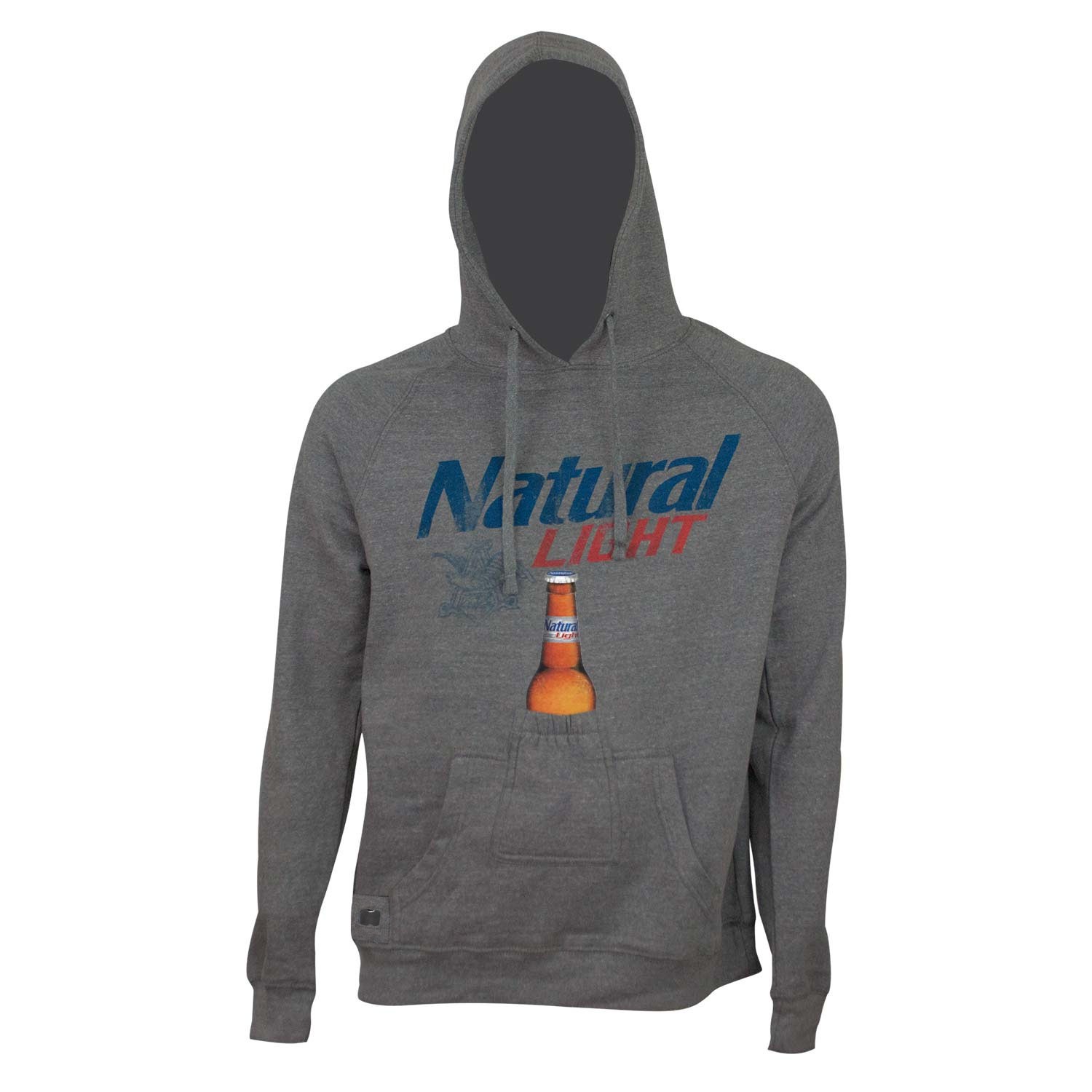 Natural Light Bottle Opener Grey Beer Pouch Hoodie