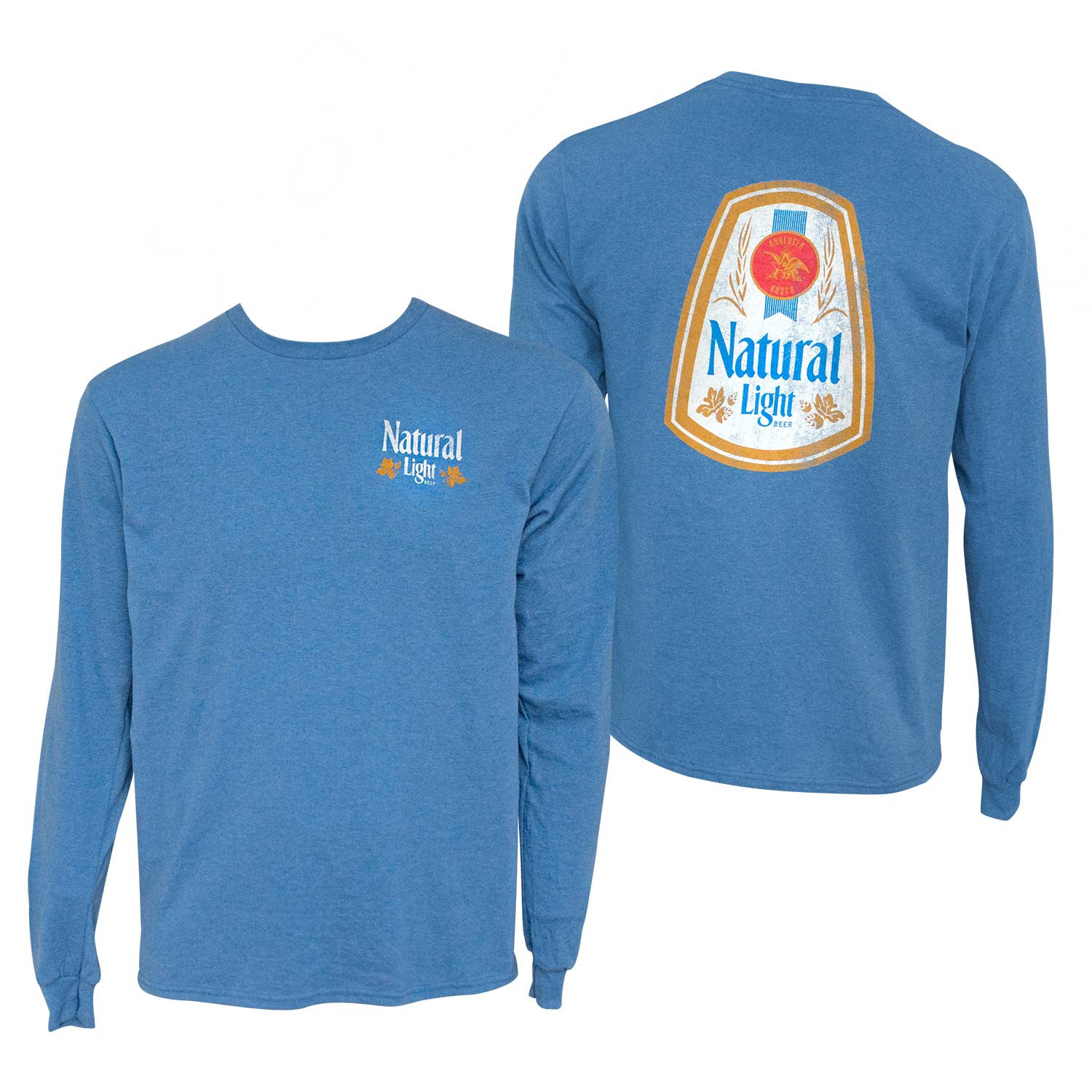 Natural Light Heather Blue Double Sided Print Long Sleeve T-Shirt