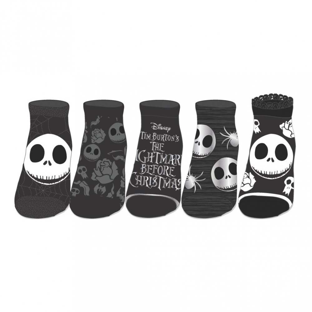 Nightmare Before Xmas Grey And Black 5-Pack Sock Set