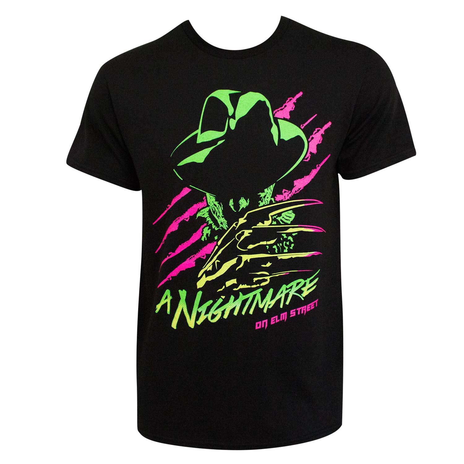 Nightmare On Elm Street Freddy Neon Men's Black T-Shirt