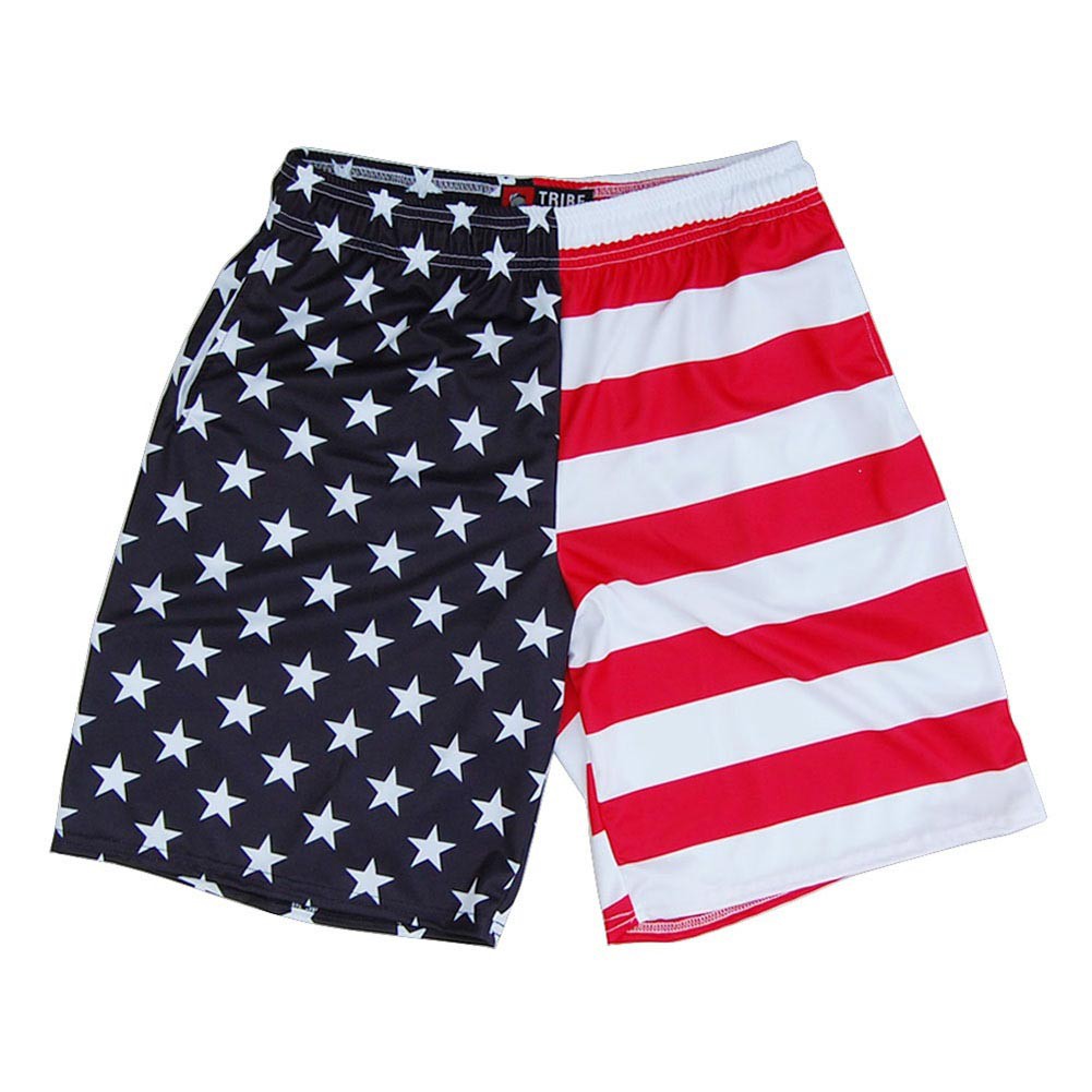 American Flag Sublimated Vertical Split Lacrosse Shorts