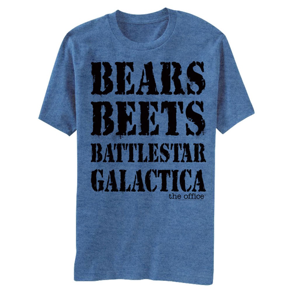 The Office Bears Beets Battlestar Galactica Men's Blue T-Shirt