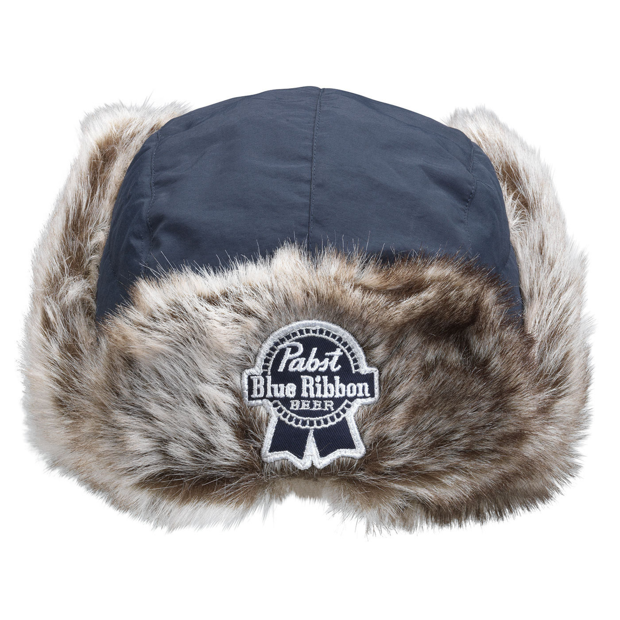 Pabst Blue Ribbon Beer Fur Lined Winter Hunting Hat