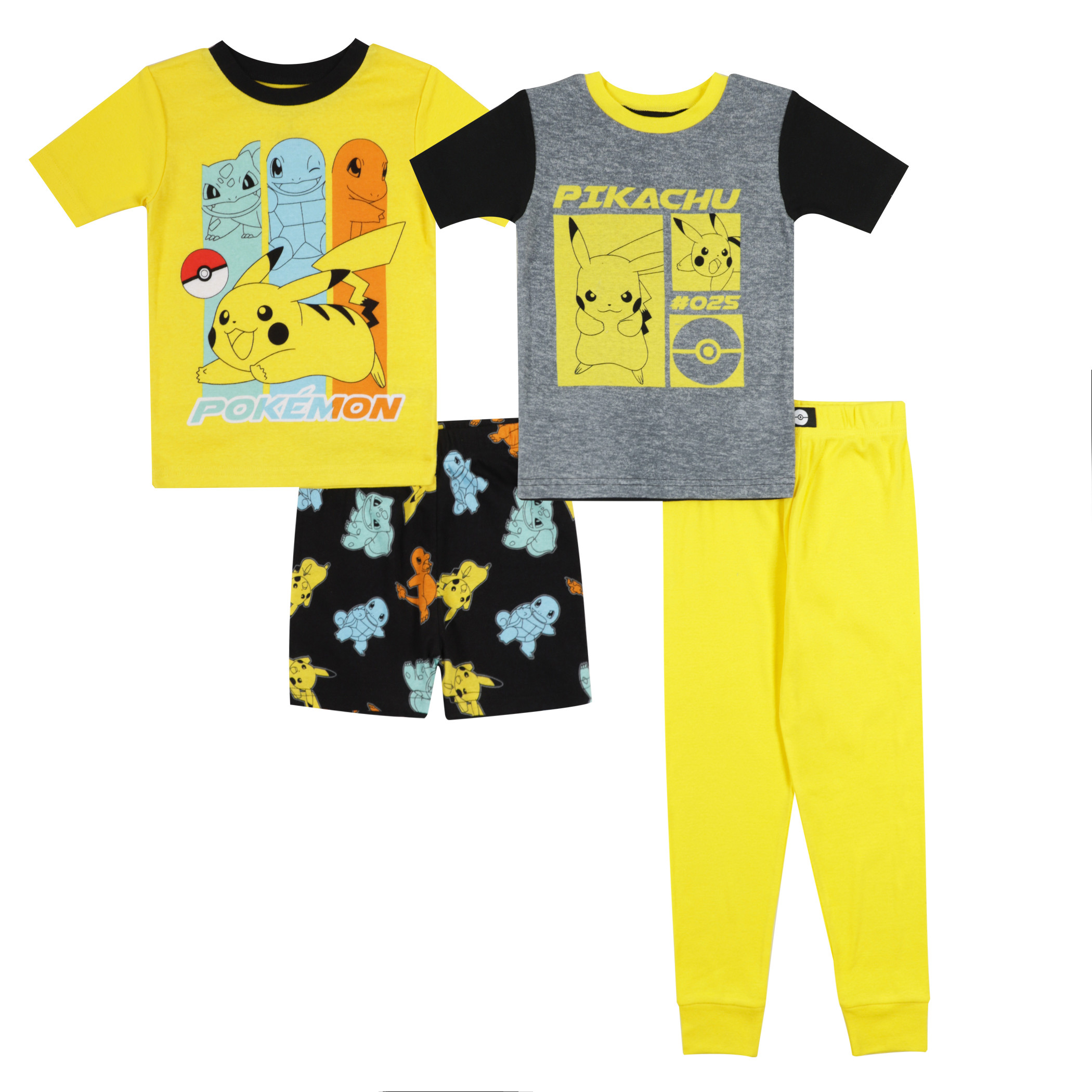 Pokemon Pikachu and Starters 4-Piece Youth Pajama Set