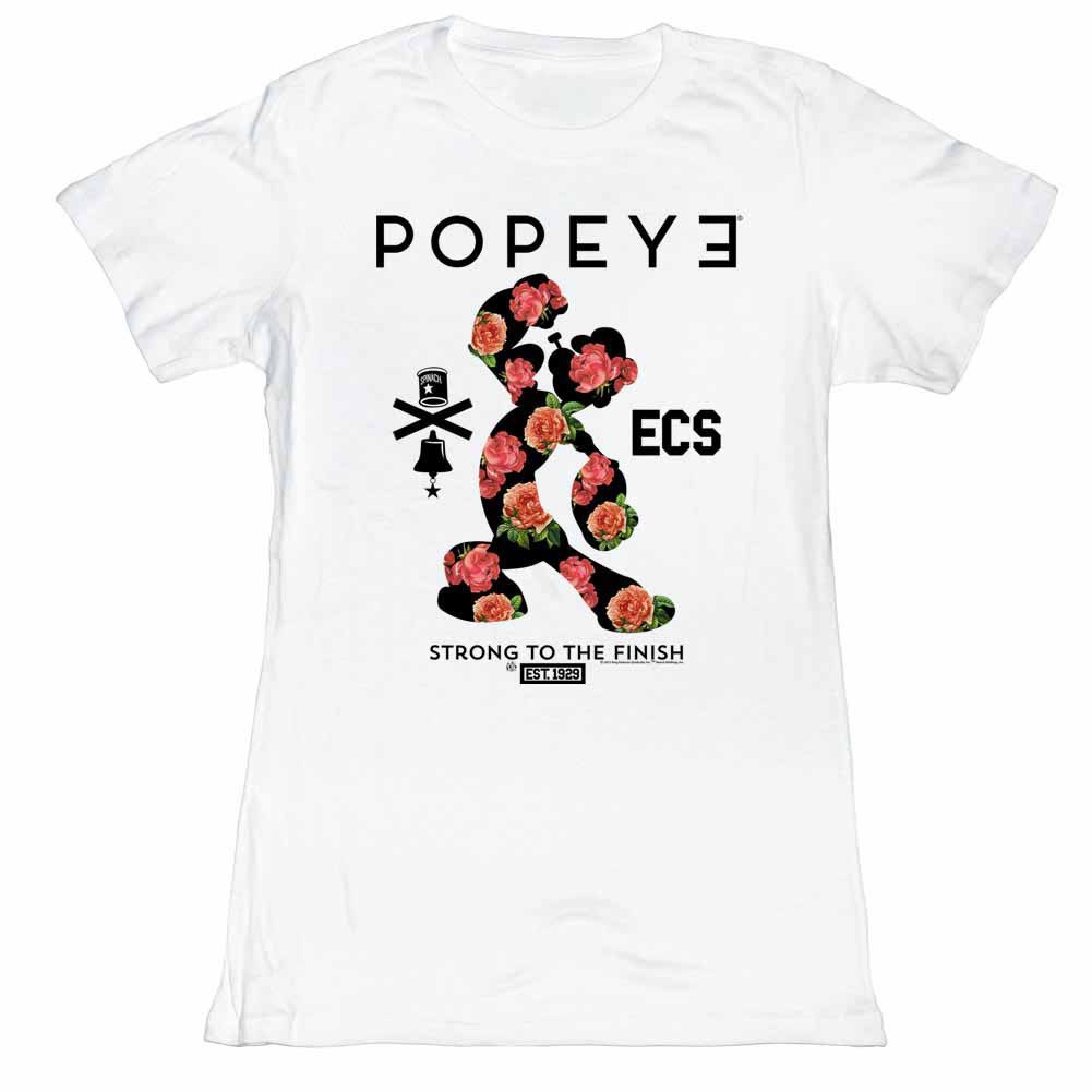 Popeye Flowerman White Juniors T-Shirt