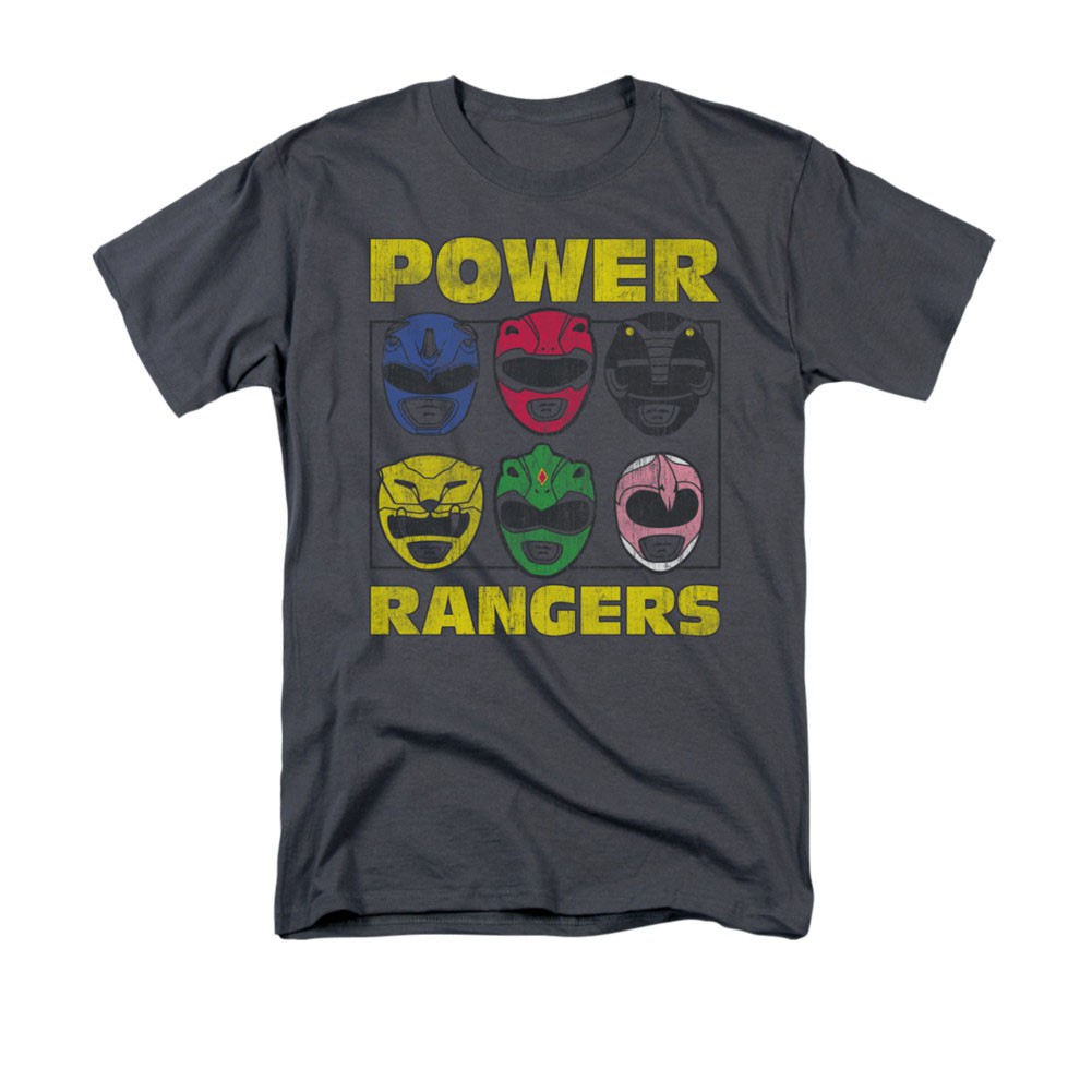 Power Rangers Men's Gray Heads T-Shirt