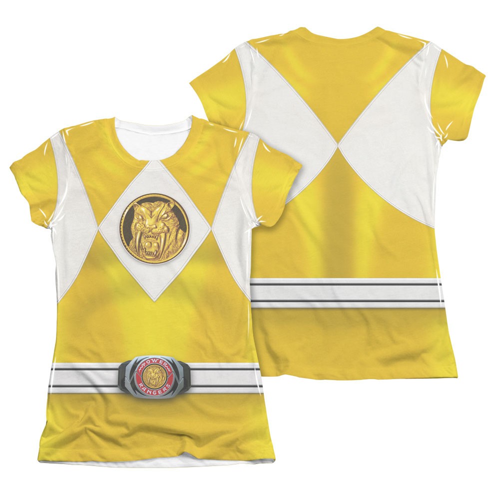 Power Rangers Juniors Sublimation Yellow Emblem Costume Tee Shirt