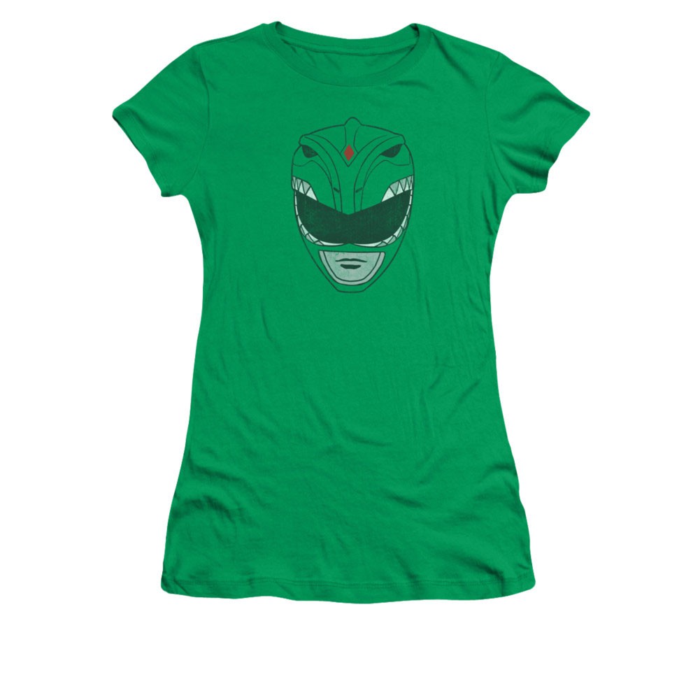 Power Rangers Green Helmet Juniors T-Shirt