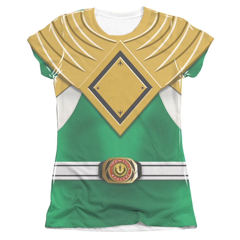 Power Rangers Emblem Costume Green Sublimation Juniors T-Shirt