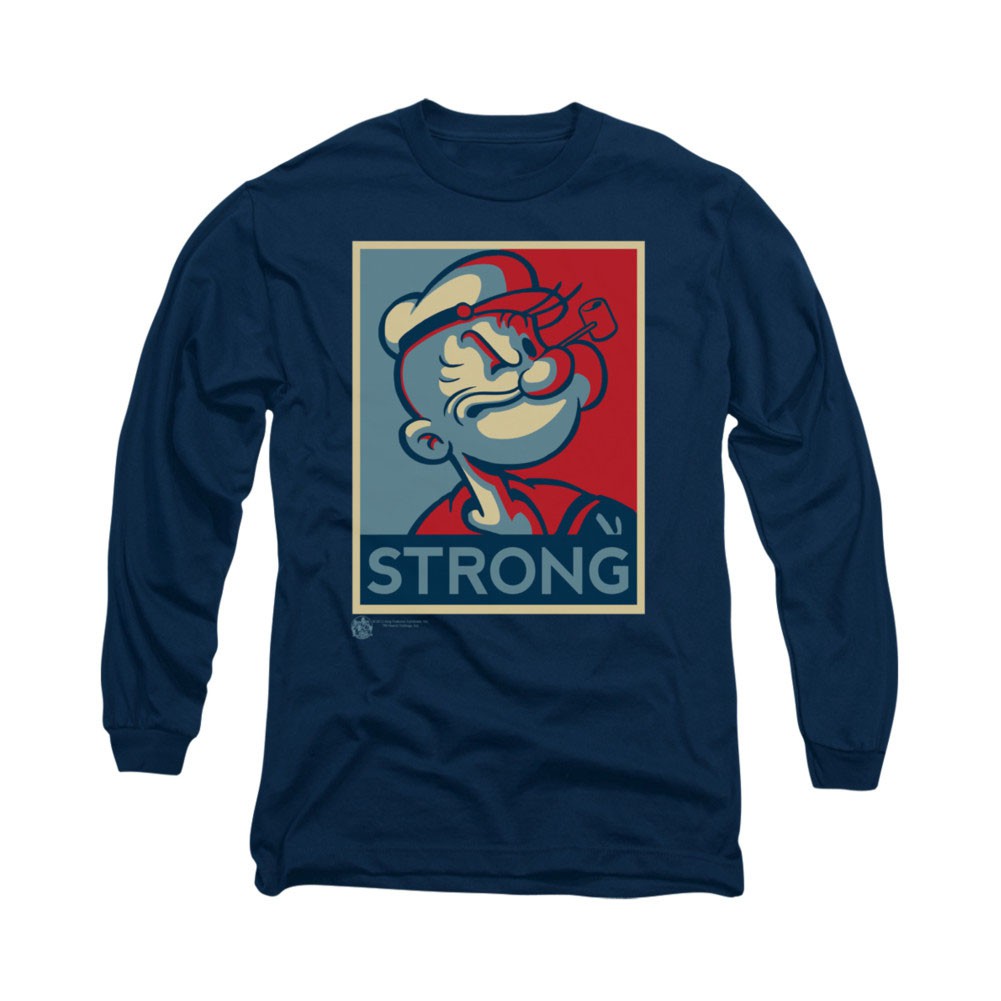 Popeye Strong Poster Blue Long Sleeve T-Shirt