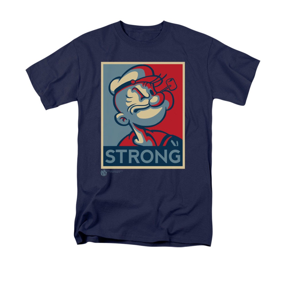 Popeye Strong Poster Navy Blue T-Shirt