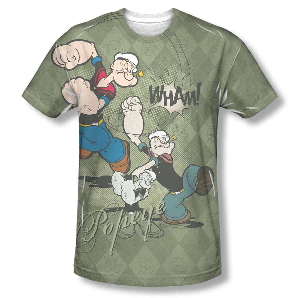 Popeye Argyle Punch Green Sublimation T-Shirt