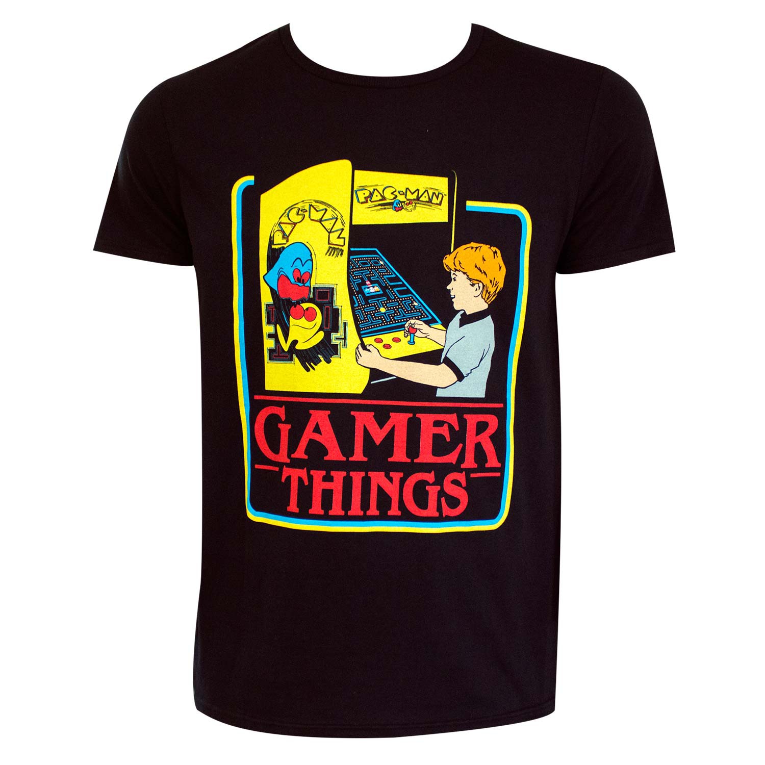 Pac-Man Gamer Things Black Tee Shirt