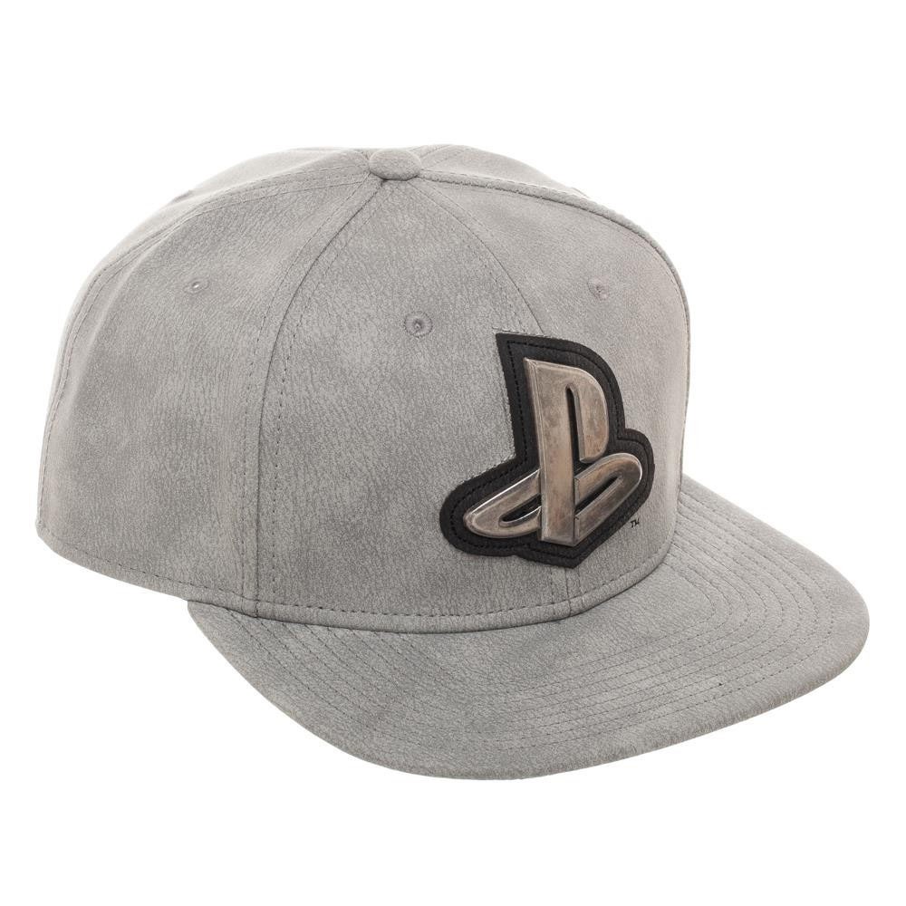Playstation Gray Distressed Metal Logo Snapback Hat