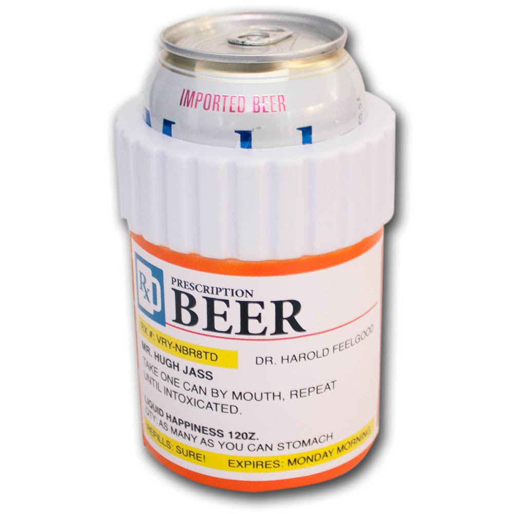 1 Beer Beverage Holder Funny Novelty Gag Can Cooler Huggie Beer Gifts Home Rx Prescription Pill Bottle Beer Coolie Quality Neoprene Can Bottle Cooler 
