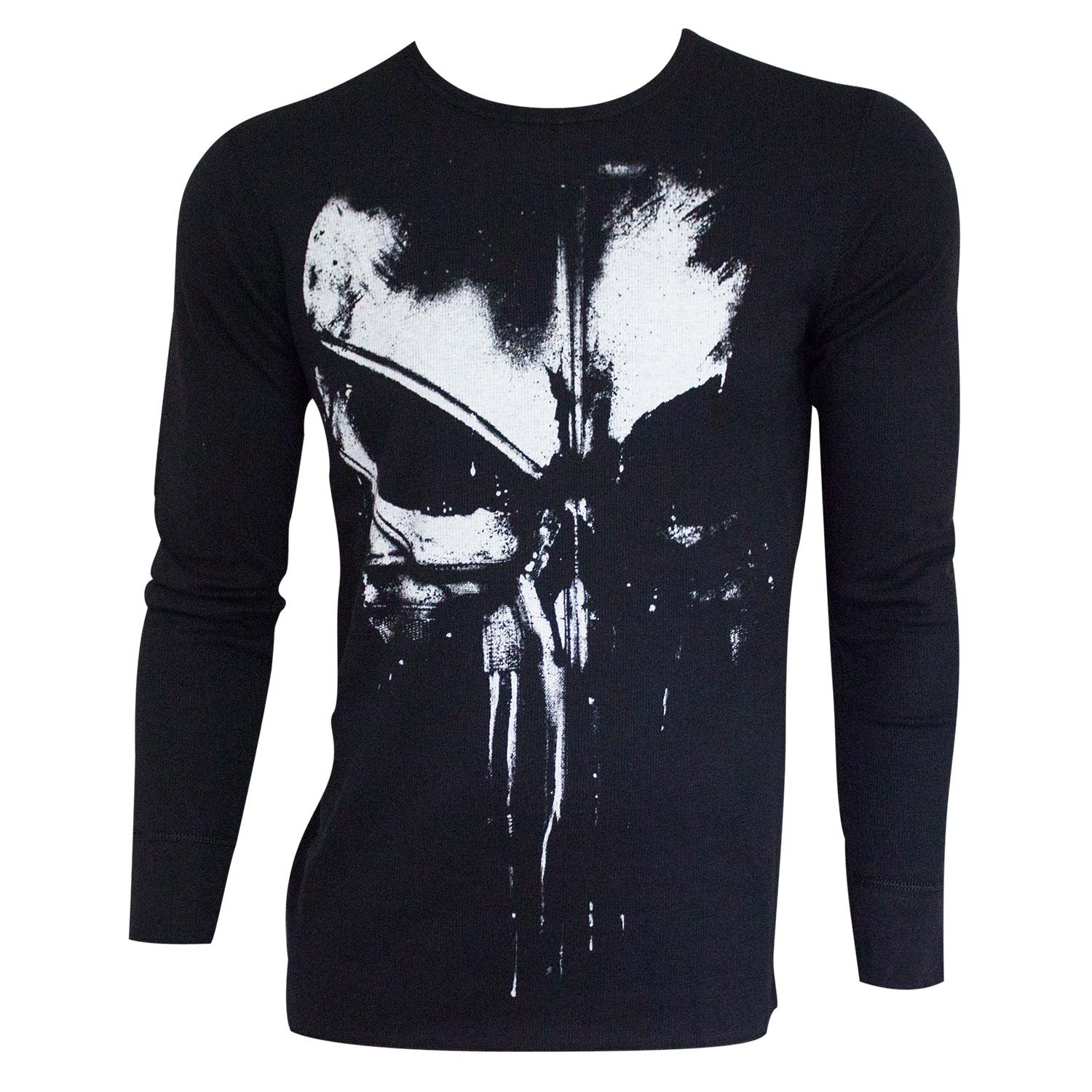 The Punisher Distressed Long Sleeve Black Thermal Shirt