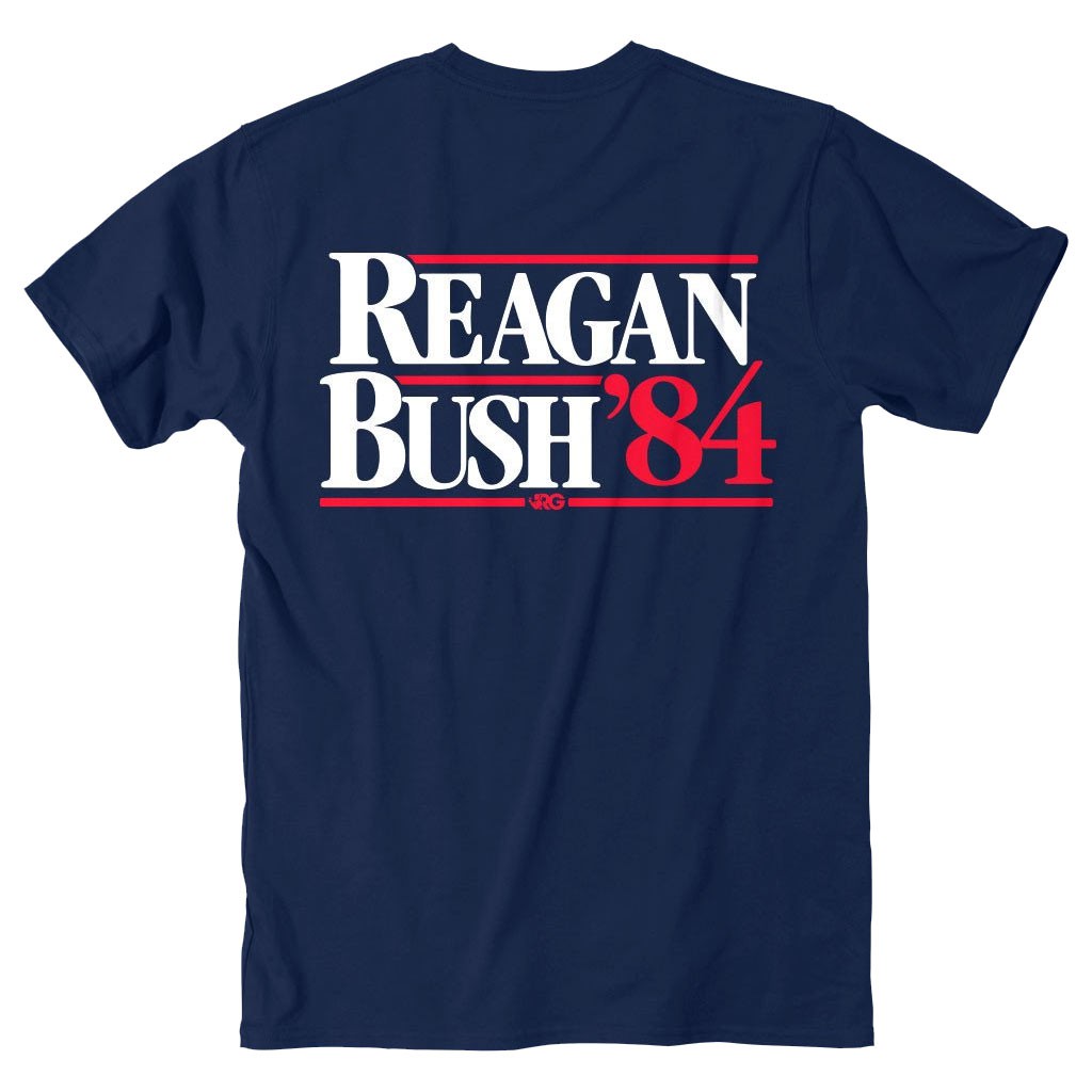Reagan Bush 84 Rowdy Gentleman Navy Blue Tee Shirt