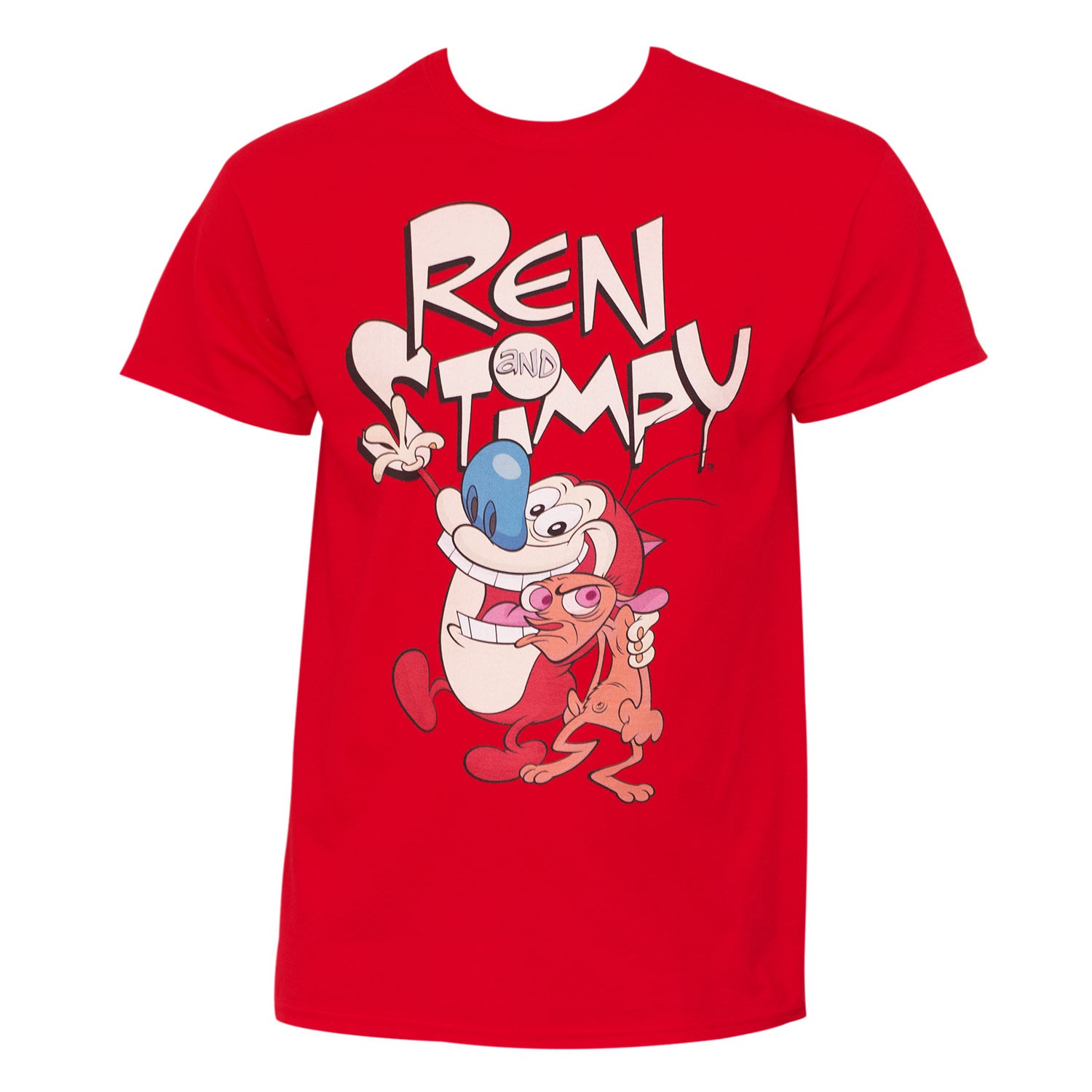 Ren And Stimpy Cartoon Men's Red T-Shirt