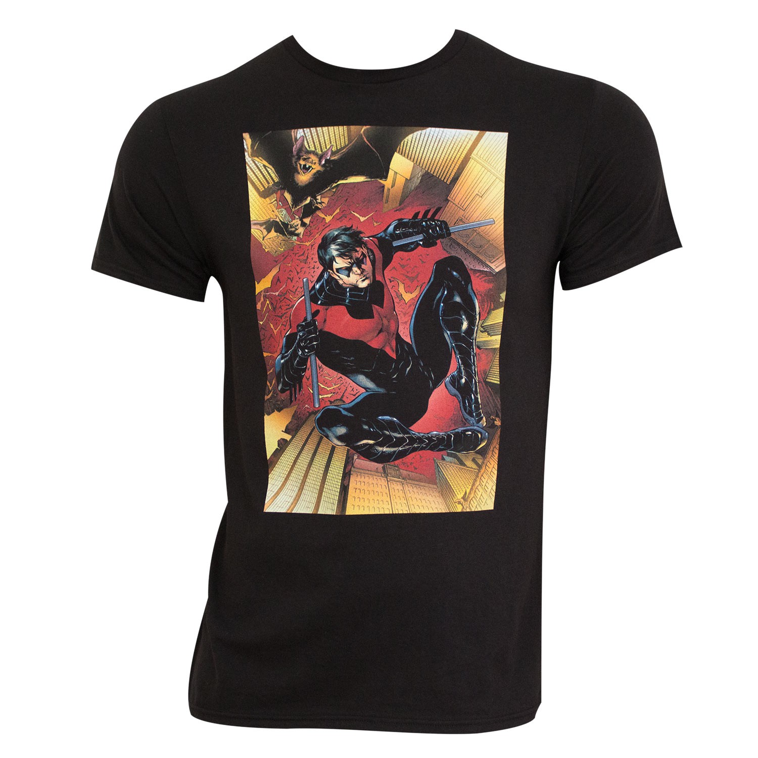 Nightwing Comic Panel Black Tee Shirt