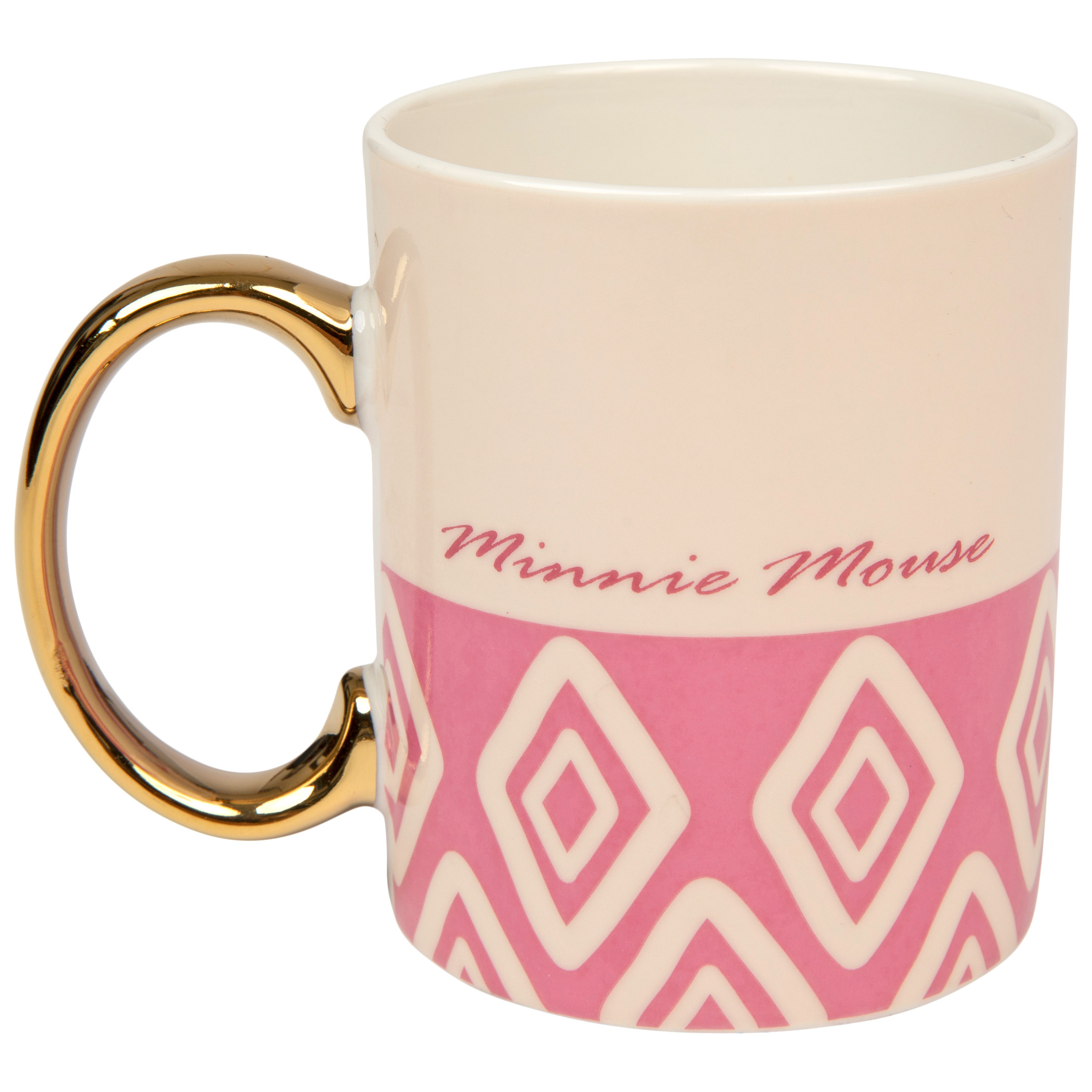 Disney Minnie Mouse Pattern With Gold Handle 11 Ounce Ceramic Mug