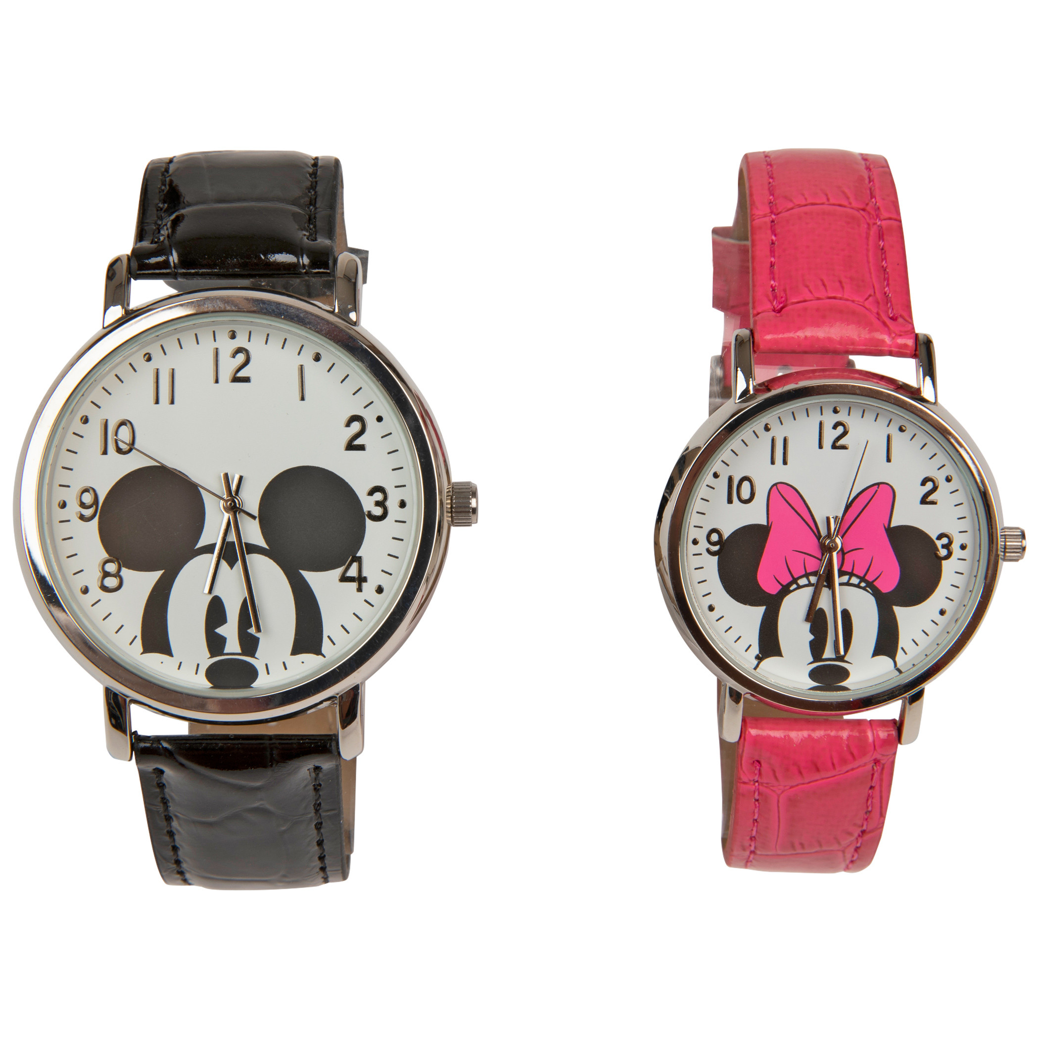 Mickey and Minnie Mouse Black & Pink His & Hers Watch Set