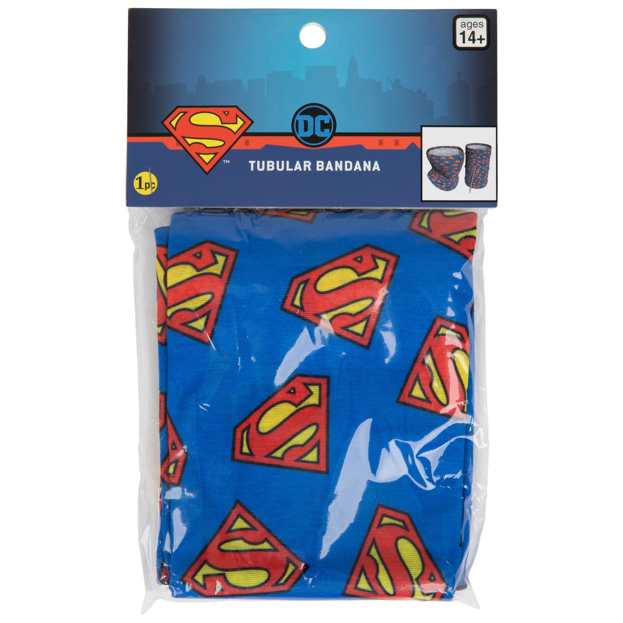 Superman Stacked Logos Full Face Mask Gaiter Tubular Bandana