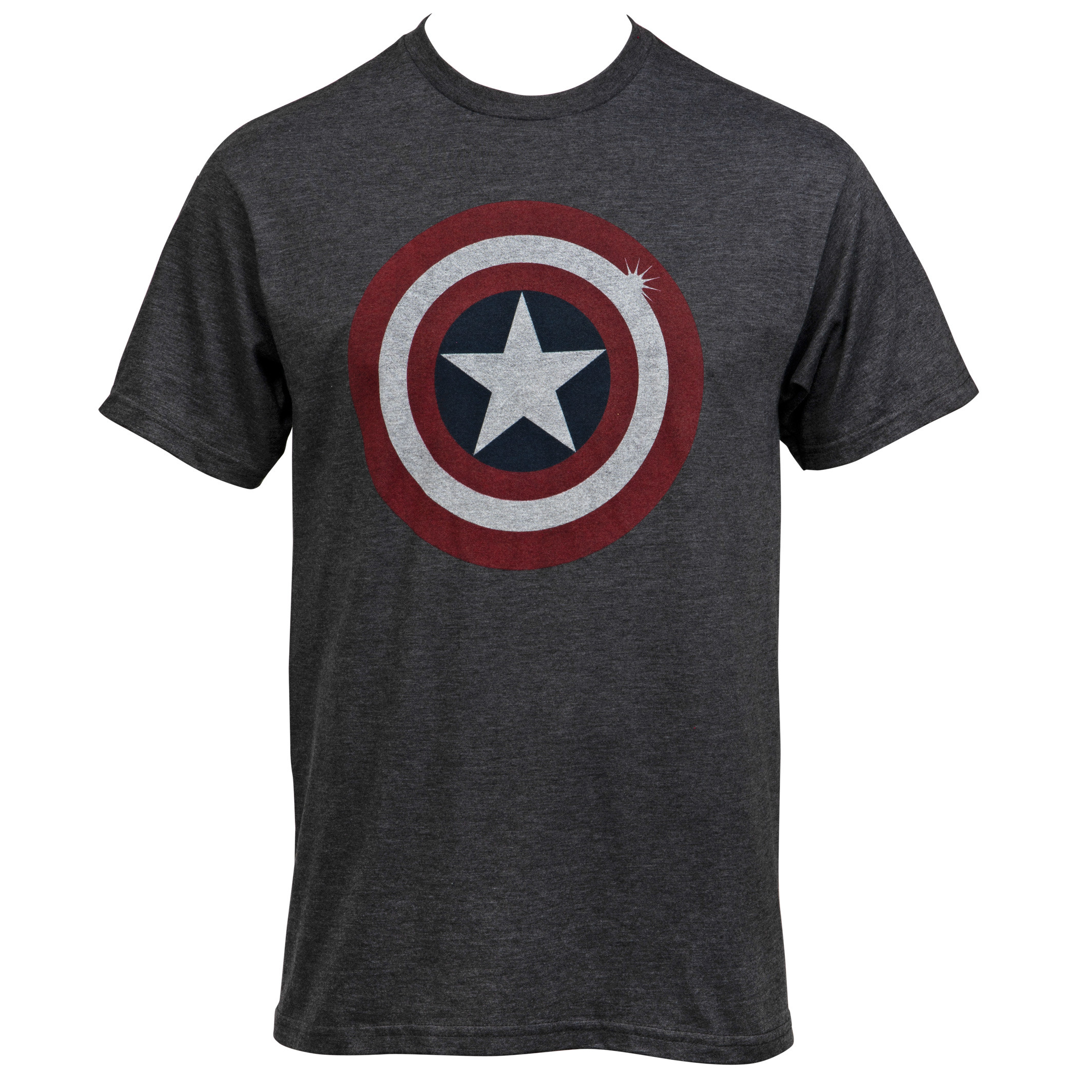 Captain America Distressed Shield Grey T-Shirt
