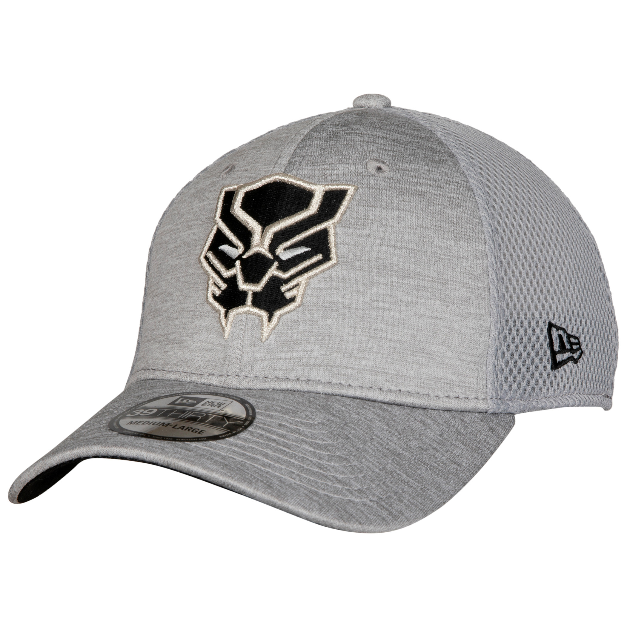 Black Panther Symbol Grey Shadow Tech New Era 39Thirty Fitted Hat