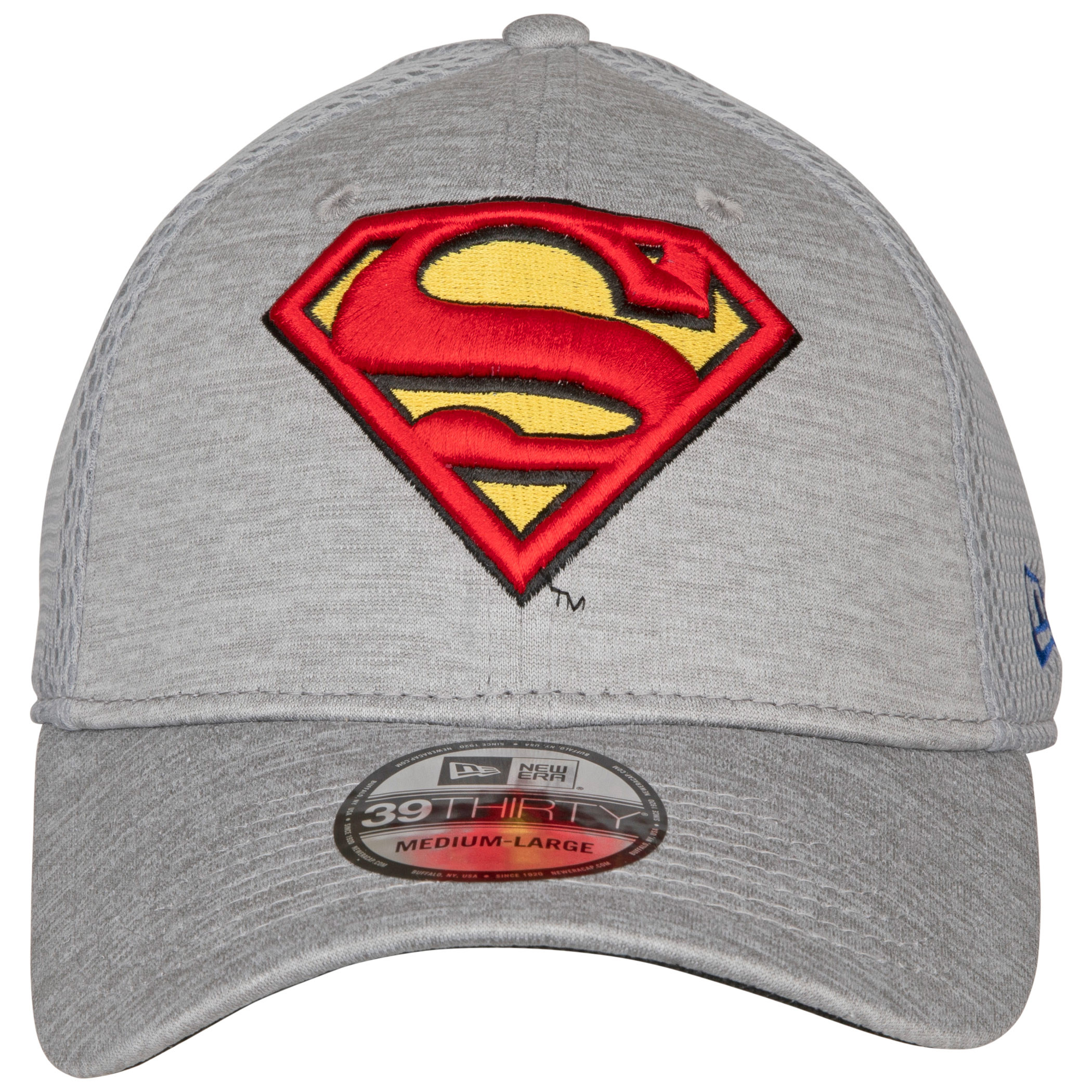 Superman Symbol Grey Shadow Tech New Era 39Thirty Fitted Hat