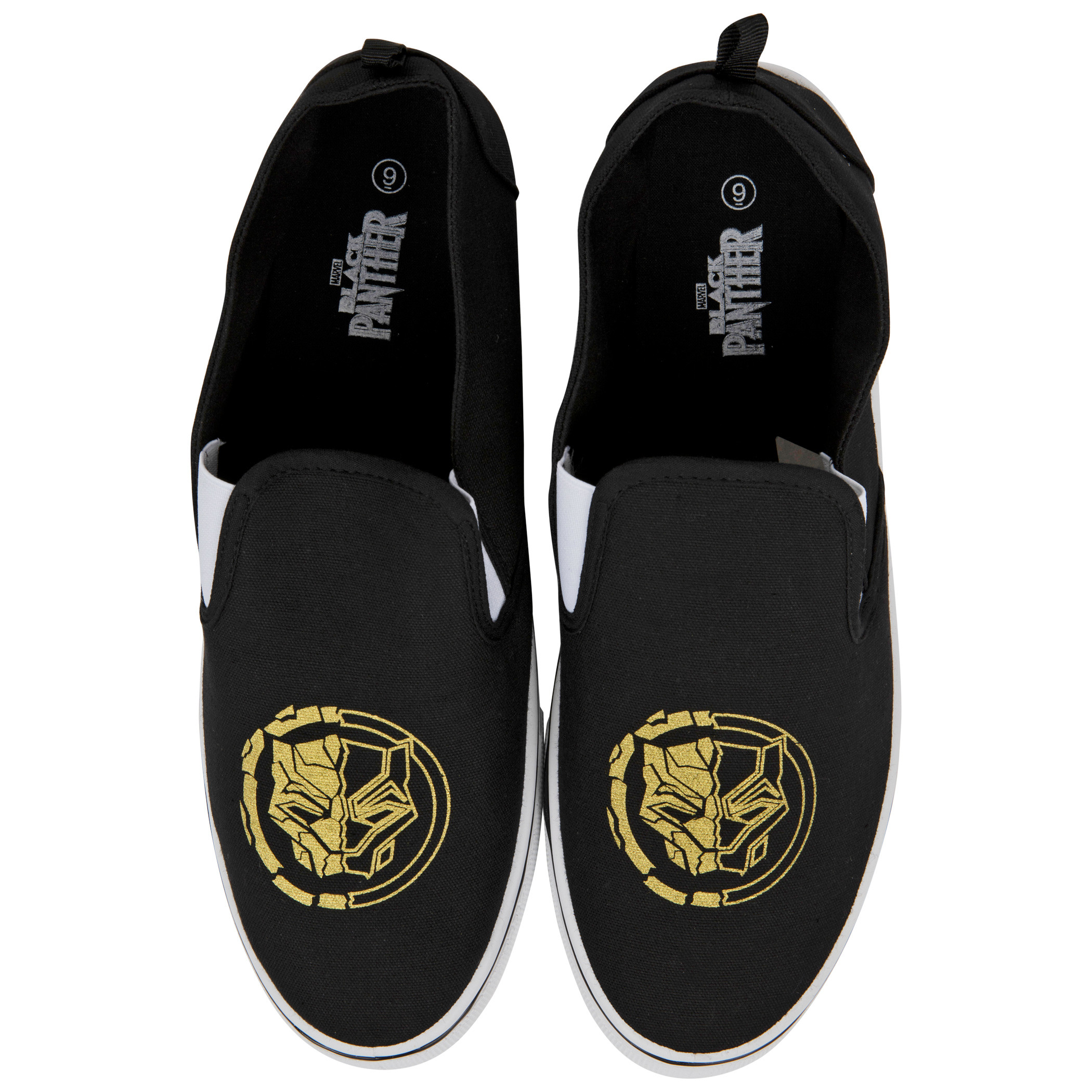 Marvel Black Panther Gold Symbol Slip-On Shoes