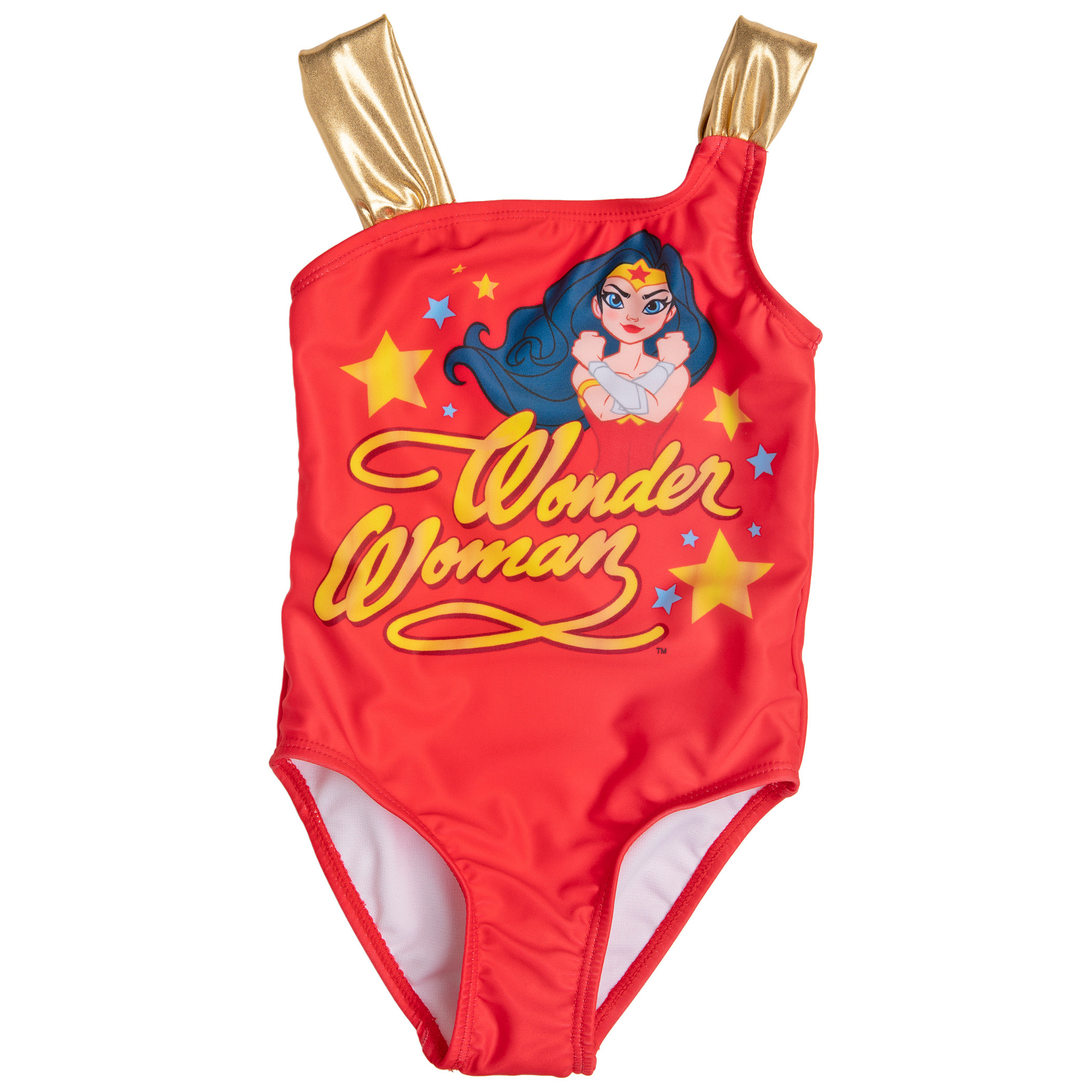 Wonder Woman Character Gold Foil One Piece Girls Toddler Swimsuit