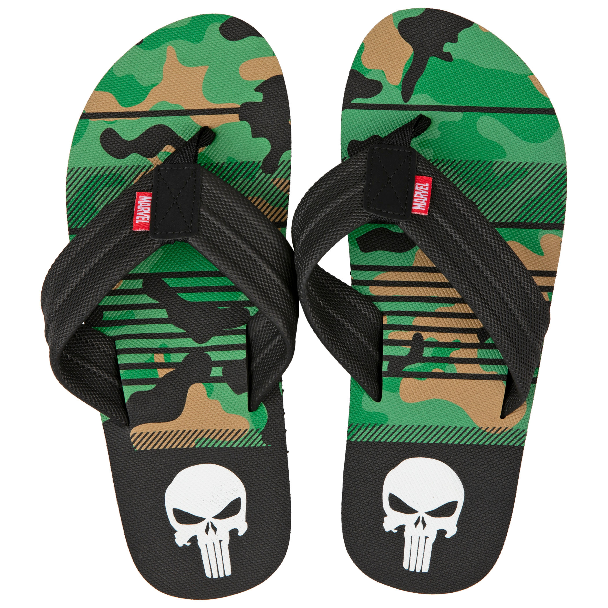 The Punisher Marvel Camo Flip Flop Sandals