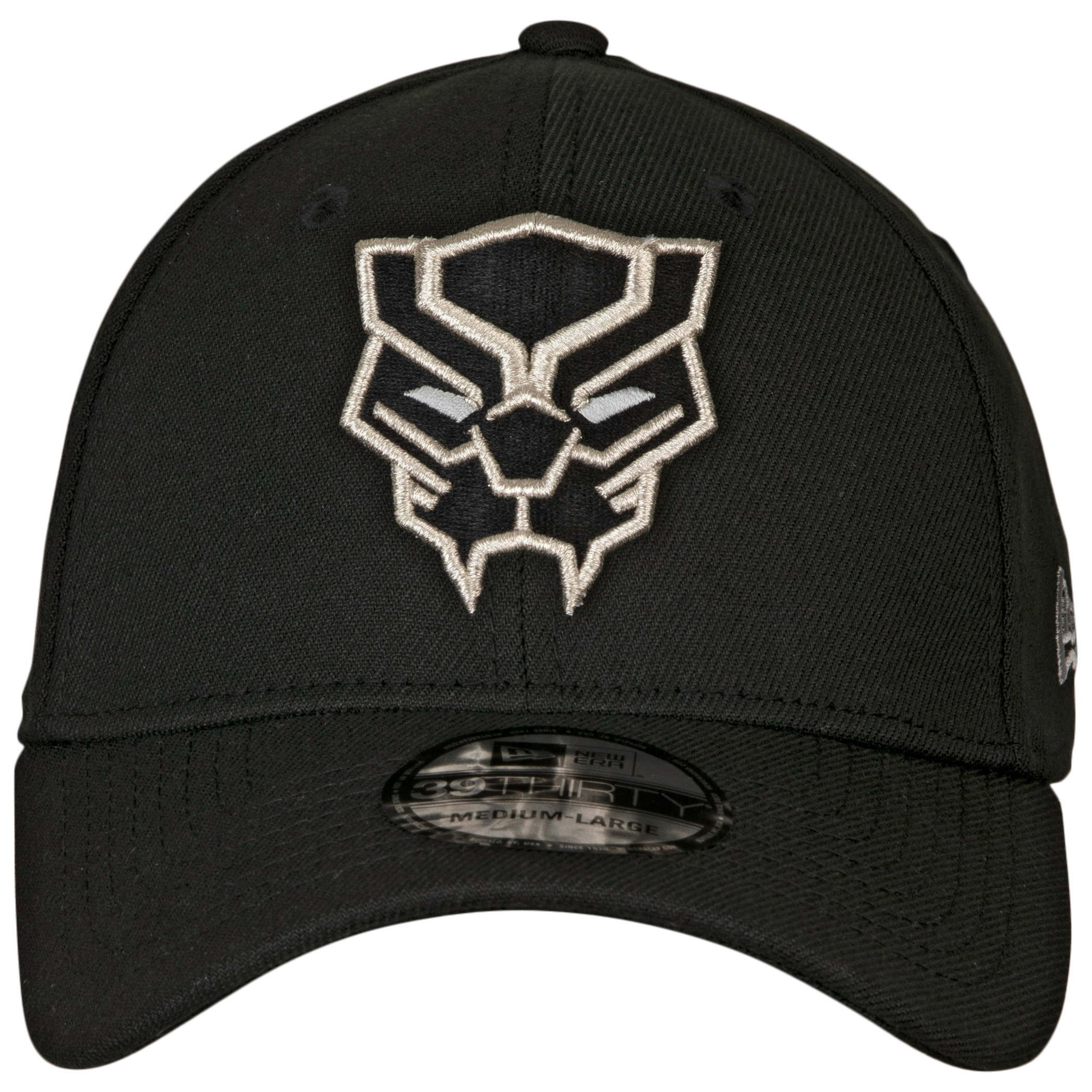 Black Panther Face Symbol Color Block New Era 39Thirty Fitted Hat
