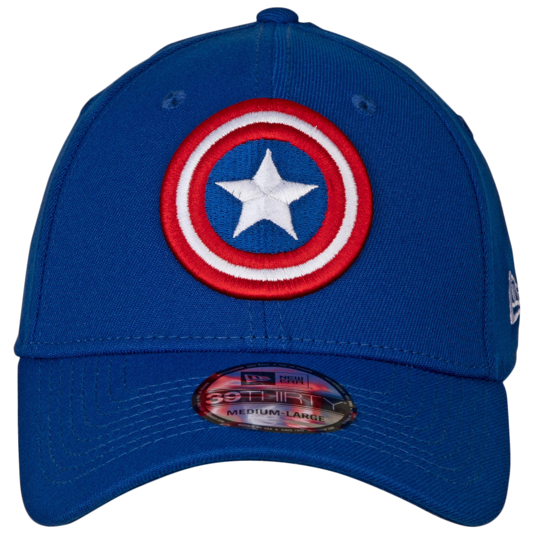Captain America Shield Symbol Royal Blue New Era 39Thirty Fitted Hat