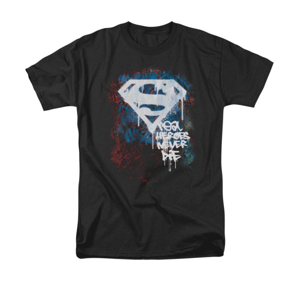 Superman Real Heroes Never Die Black T-Shirt