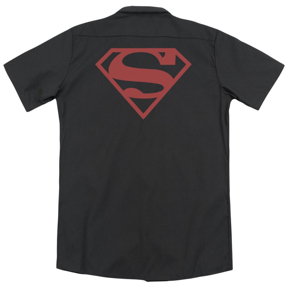 Superman Red on Black Logo Work Shirt