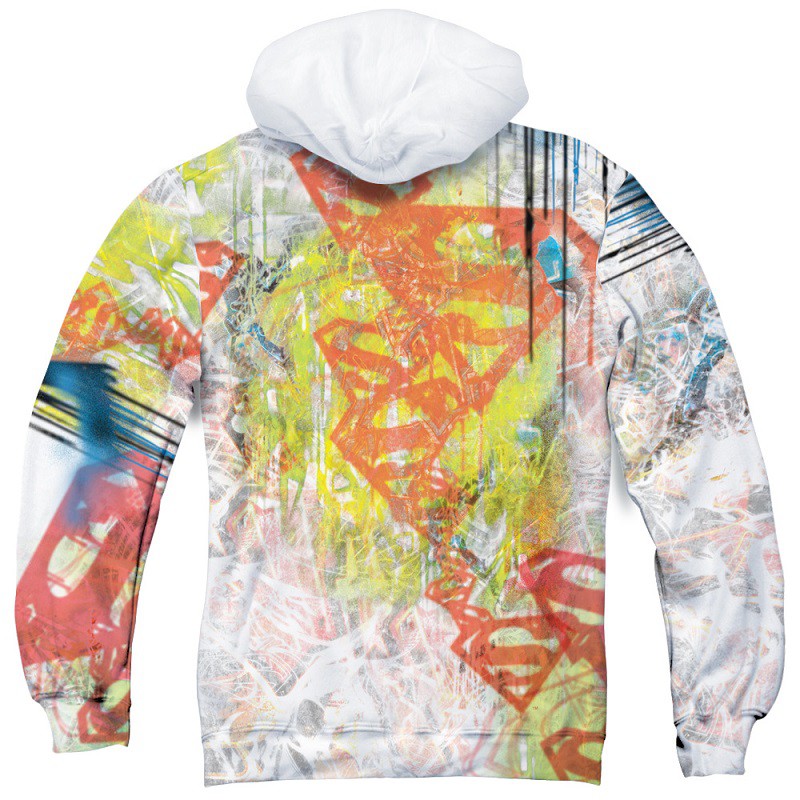Superman Graffiti All Over Front and Back Print Hoodie