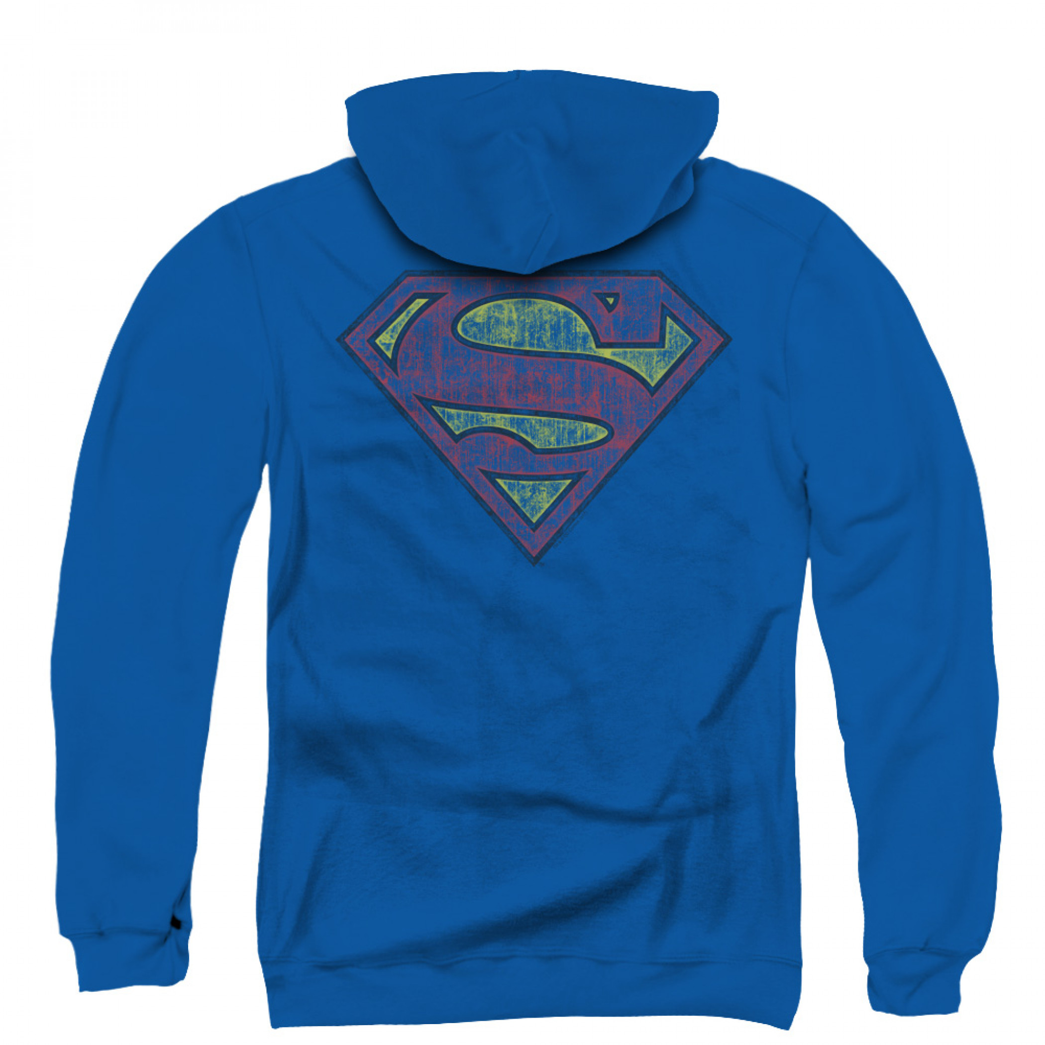 Superman Distressed Logo Zip Up Hoodie