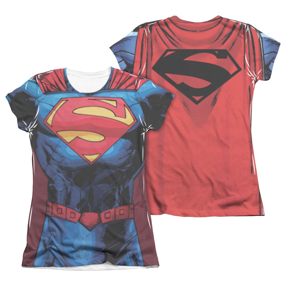 Superman New 52 Costume Sublimation Juniors T-Shirt