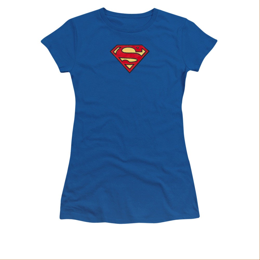Superman Embroidered Classic Logo Juniors T-Shirt
