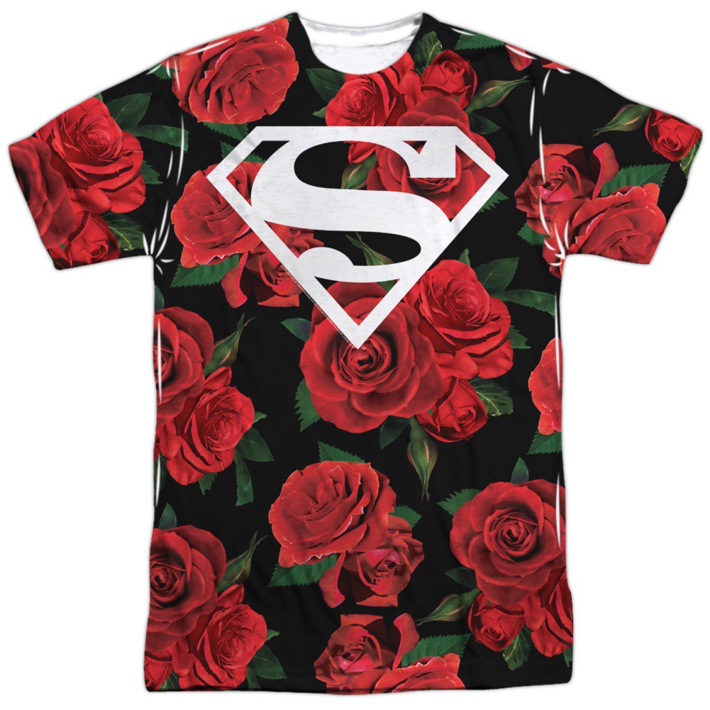 Superman Floral Print Logo Tshirt